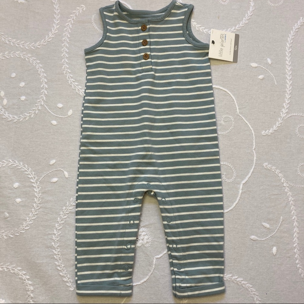 NWT Carter’s Little Planet Blue Striped Sleeveless Jumpsuit